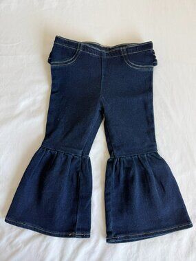 Wrangler Baby Girls 18M Dark Wash Ruffle Bell Bottom Flare Jeans NWT